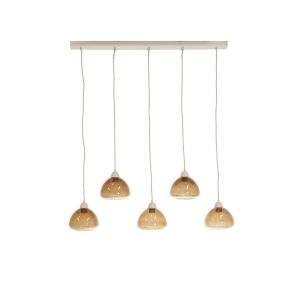 Goudkleurige metalen hanglamp met glas Light & Living Bisho