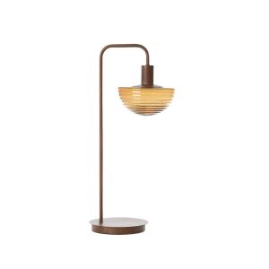 Vintage tafellamp met ambeurkleurig glas Light & Living Baylie