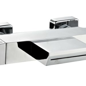 Thermostatische badmengkraan met waterval uitloop