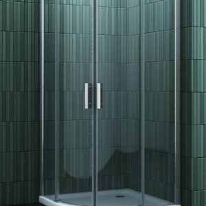 Kwartronde design douchecabine met schuifdeuren 80-90 cm