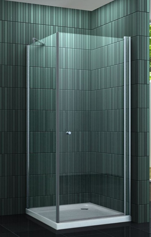 Douchecabine met draaideur en vaste zijwand 8 mm glas - Afbeelding 2