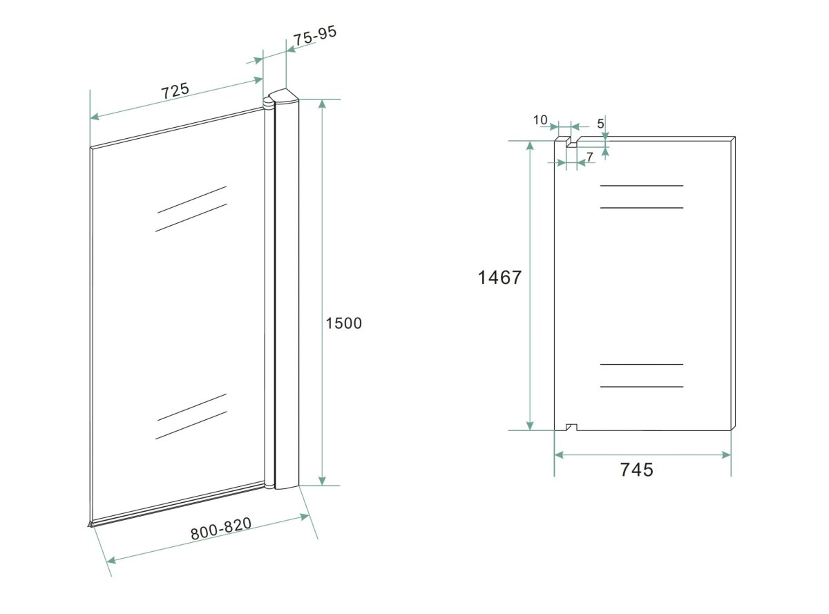 Draaibare badwand 80 x 150 cm – Matzwart - Afbeelding 6