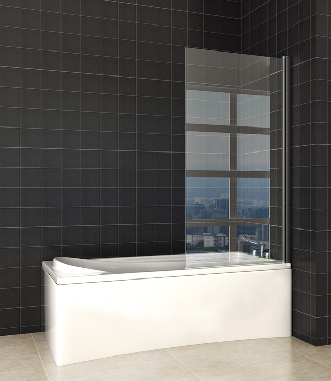 Draaibare badwand 80 x 150 cm – Matzwart - Afbeelding 2