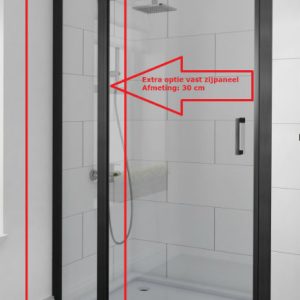 Extra optie vast zijpaneel 30 cm met mat zwarte profielen
