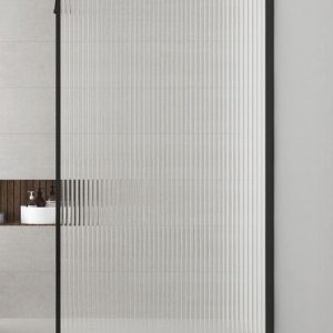Inloopdouche matzwart met geribbeld glas