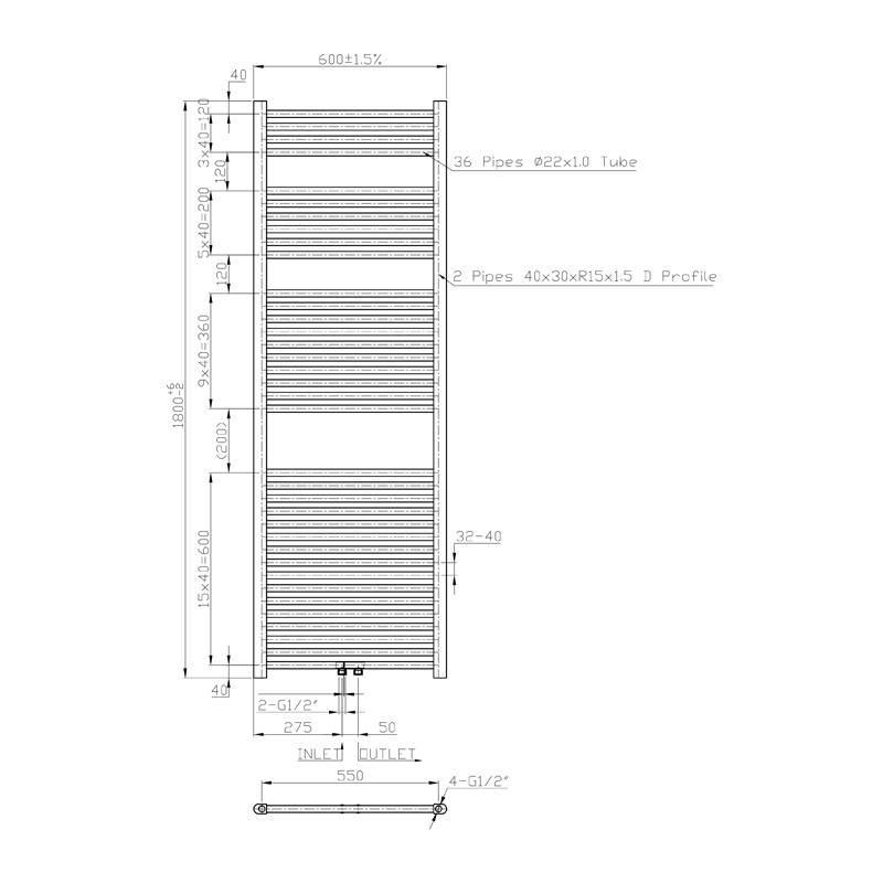 Badkamer designradiator Lydia Grafiet Grijs - Afbeelding 6