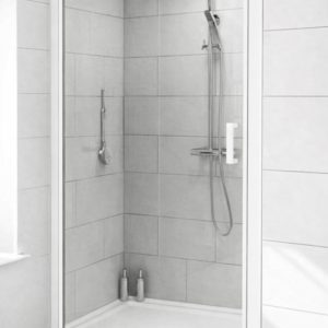 Douche draaideur met witte profielen (2 afmetingen)