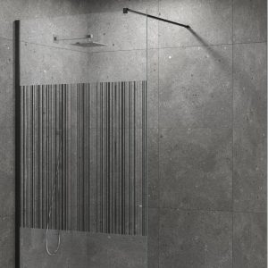 10 mm. Inloopdouche zwart met een Barcode decor