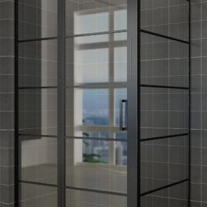 Mat zwarte douchecabine Horizon rechthoek model met draaideur
