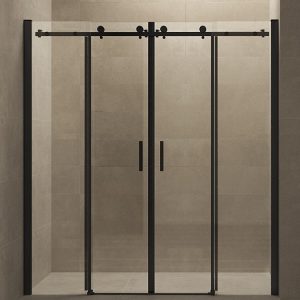 Grote XL douchedeur 180 x 200 cm – Matzwart