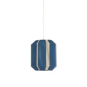 Blauw gestreepte hanglamp met textiel Light & Living Kozana