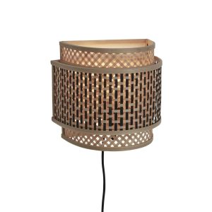 Halfronde wandlamp boheems naturel zwart GOOD&MOJO Bhutan