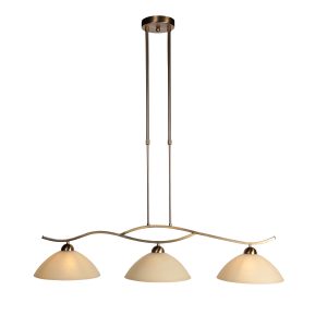 Drielichts hanglamp met marmercrème glazen kappen Steinhauer Anthea
