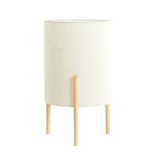 Beige stoffen cilindervormige tafellamp Light & Living Litto