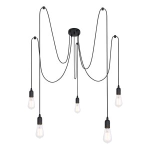 Flexibele 5-lichts hanglamp zwart Globo Oliver