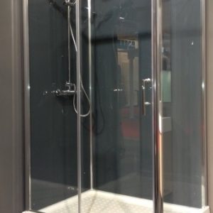 Trento RG (grijs) complete douchecabine met schuifdeur en thermostaatkraan