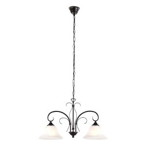 Gebogen hanglamp bruin 2-kap alabasterglas Globo Aries