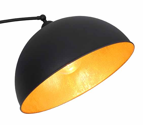 Gebogen zwarte vloerlamp goudgevoerd Globo Gottfried - Afbeelding 3