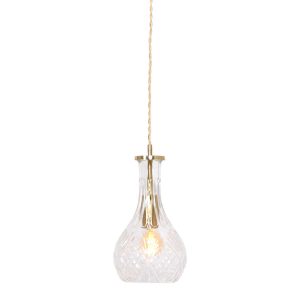 Messing hanglamp flesvormige glaskap Mexlite Grazio glass