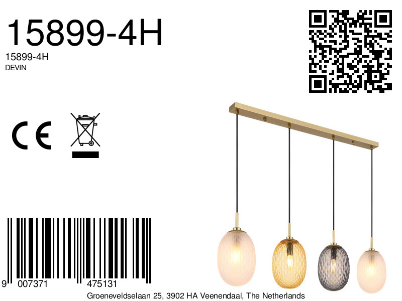 Stijlvolle hanglamp met glazen bollen Devin - Afbeelding 9