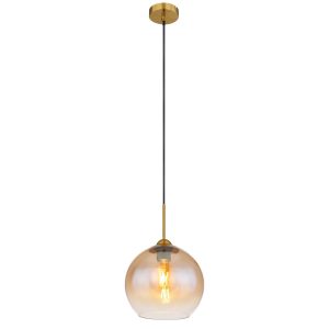 Elegante hanglamp met amberkleurige glazen kap Jamessa