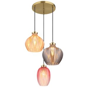 Moderne hanglamp met gekleurde glazen kappen Jessica