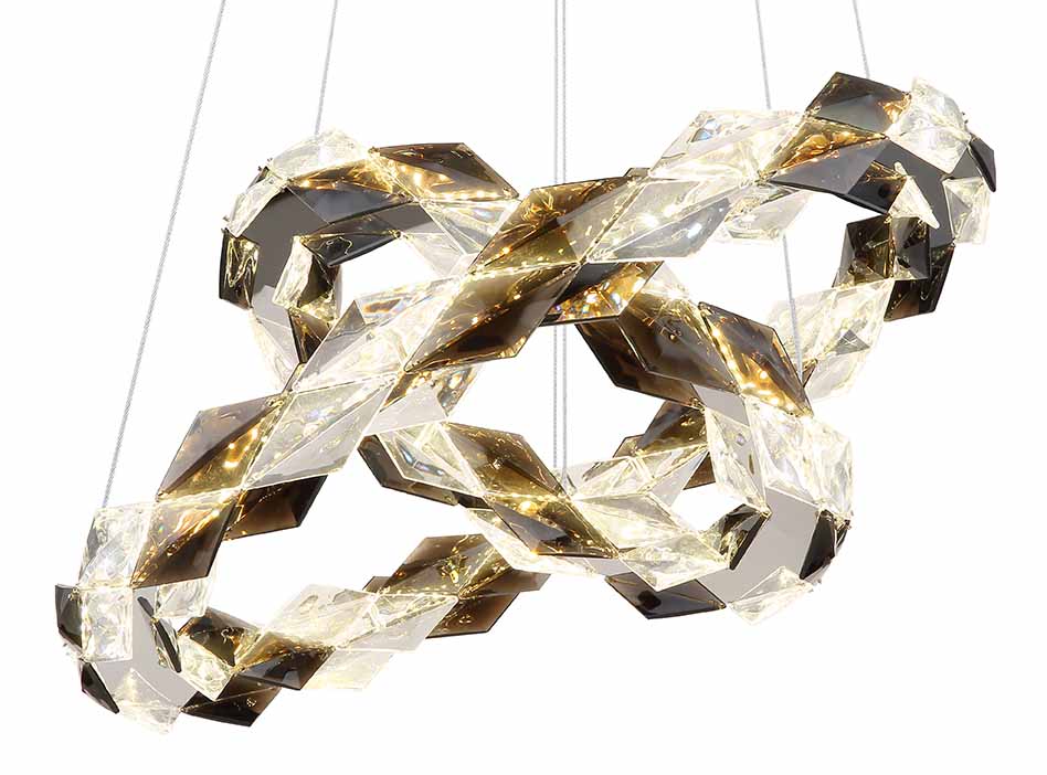 Acrylkristal hanglamp dubbelkrans chroom/rookgrijs Globo Karilion - Afbeelding 7