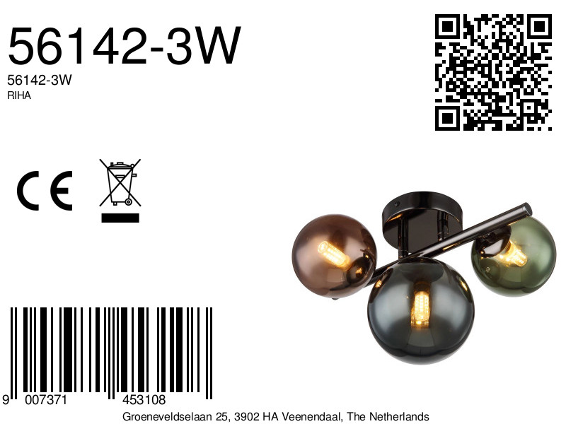 Stijlvolle plafondlamp met glazen bollen Riha - Afbeelding 6