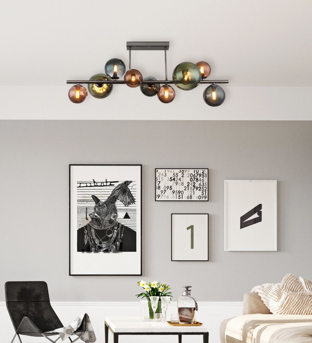 Moderne plafondlamp met glazen bollen Riha - Afbeelding 6
