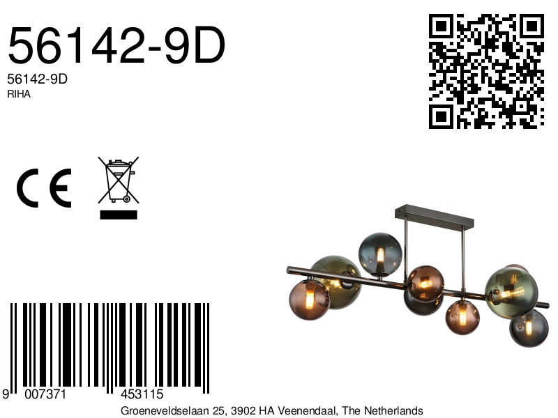 Moderne plafondlamp met glazen bollen Riha - Afbeelding 8
