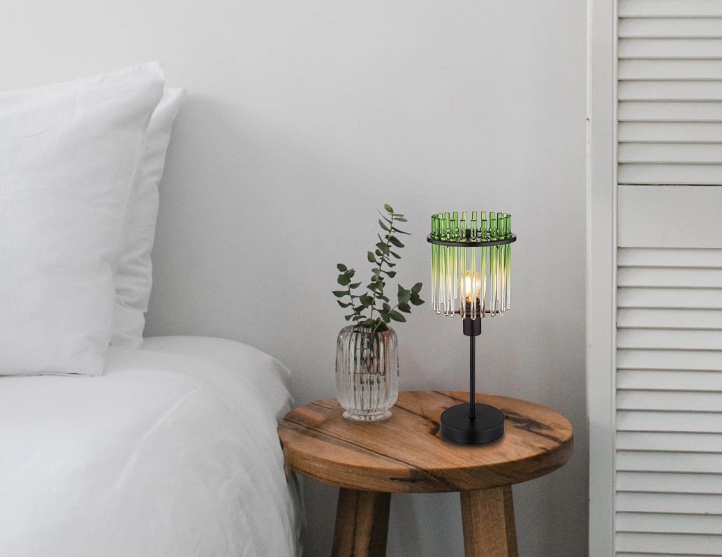 Moderne tafellamp met groene glazen staven Gorley - Afbeelding 9