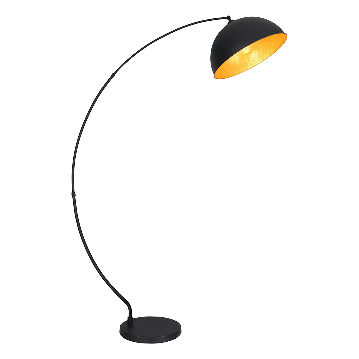 Gebogen zwarte vloerlamp goudgevoerd Globo Gottfried - Afbeelding 6