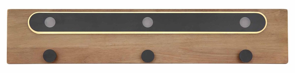 Zwarte rechthoekige wandlamp kapstok metaal/hout Globo Chasey - Afbeelding 7