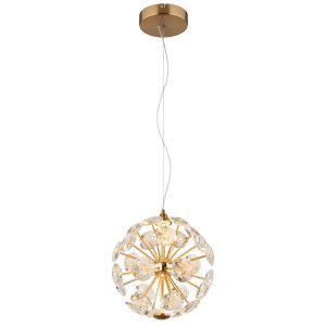 Goudkleurige hanglamp met kristallen bol Virina