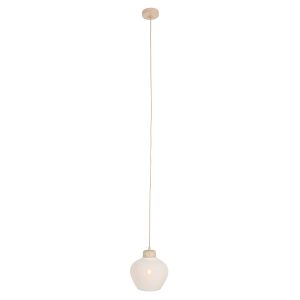 Hanglamp met linnen kap en detail van travertin Anne Light Travino