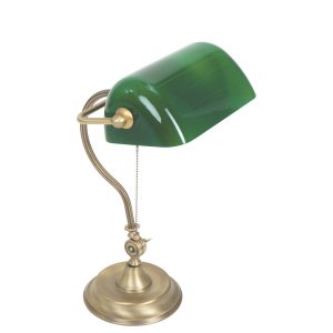 Klassieke bronzen metalen glazen tafellamp Mexlite Belana