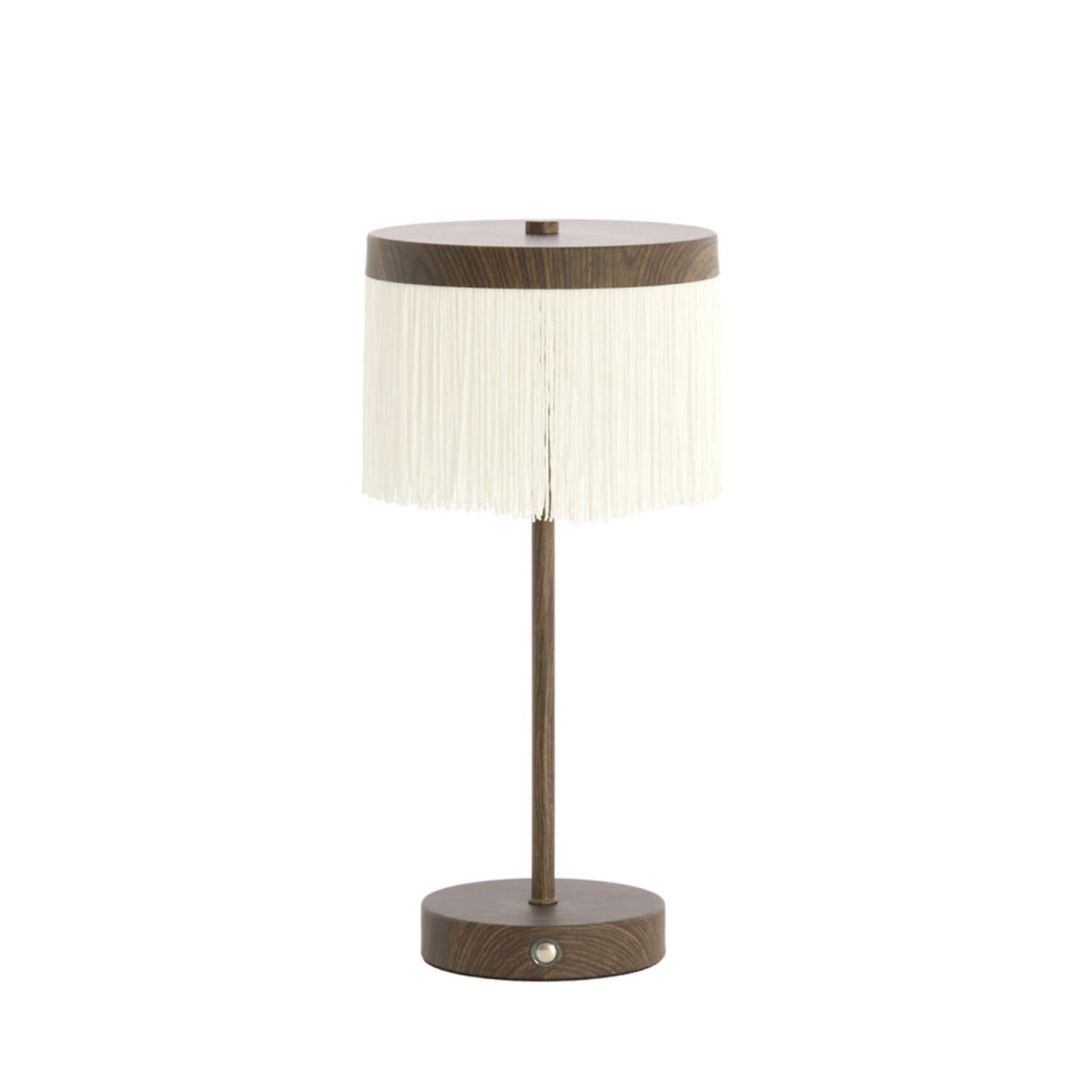 LED tafellamp met donkere houtlook en crème Light & Living DINY