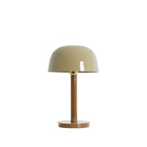 Retro tafellamp zand en bruin met glanzende kap Light & Living Marivet