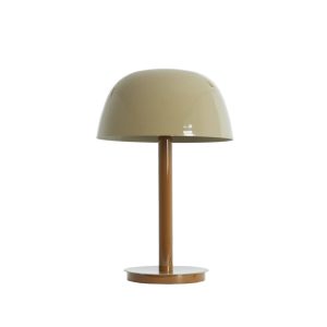 Retro tafellamp zand en bruin met ronde kap Light & Living Marivet