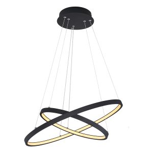 Metalen hanglamp ringvlechtwerk zwart Globo Ralph