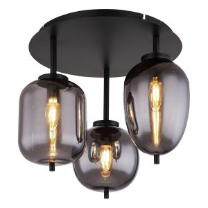 Metalen moderne zwarte plafondlamp Globo Blacky
