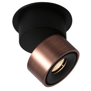 Draai en kantelbare opbouwspot zwart met bronzen reflector Mexlite Fez
