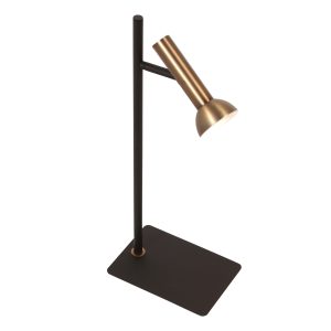Compacte tafellamp zwart met bronzen accent Mexlite Kora