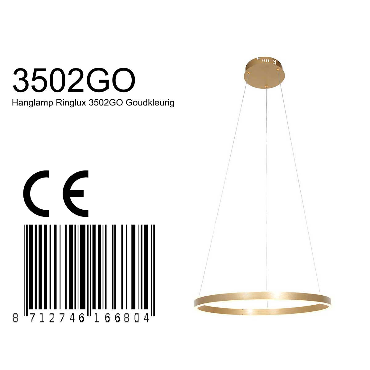 Ringvormige design hanglamp goud Steinhauer Ringlux - Afbeelding 9