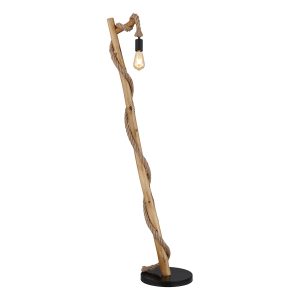 Naturel/zwarte schuine vloerlamp hout/hennepkoord Globo Ulleu