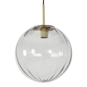 Retro grijze hanglamp rookglas Light & Living Magdala