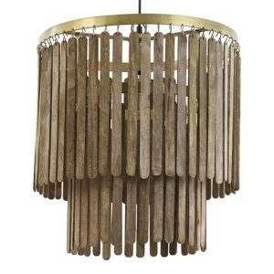 Retro houten hanglamp met goud Light & Living Gularo