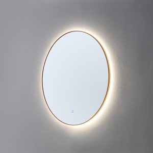 Ronde spiegel met LED-verlichting in 3 kleuren instelbaar en dimbaar Geborsteld Goud