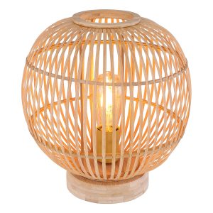Ronde tafellamp Boheems naturel bamboe Globo Hildegard