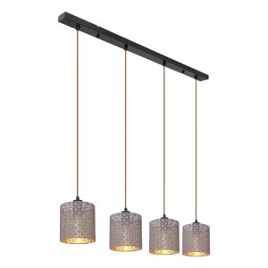 Ronde zwarte retro hanglamp Globo Cindy